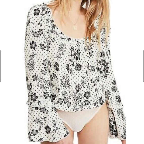 Free People Tops - Free People One On One Bell Sleeve Bodysuit Tea Combo L